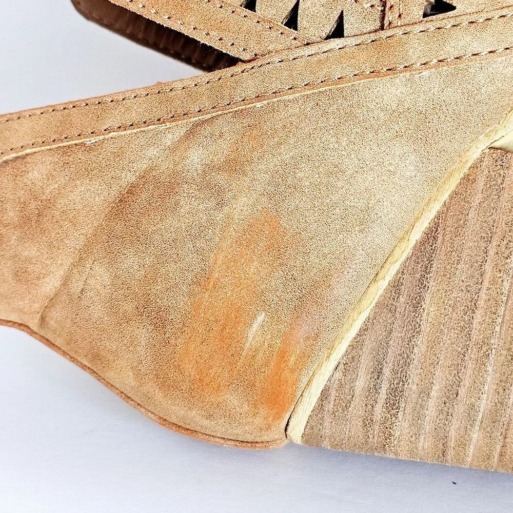 Mi.iM Womens Sz 9 Suede Leather Cut-Out Camel Pull On Ankle Boots - Sh347.2‎